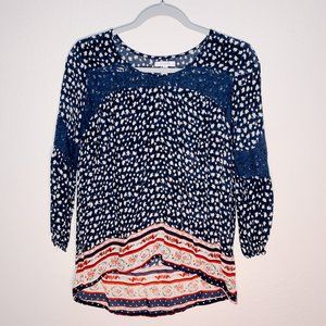 dELiA*s Floral Blue & Red Blouse, Sz S